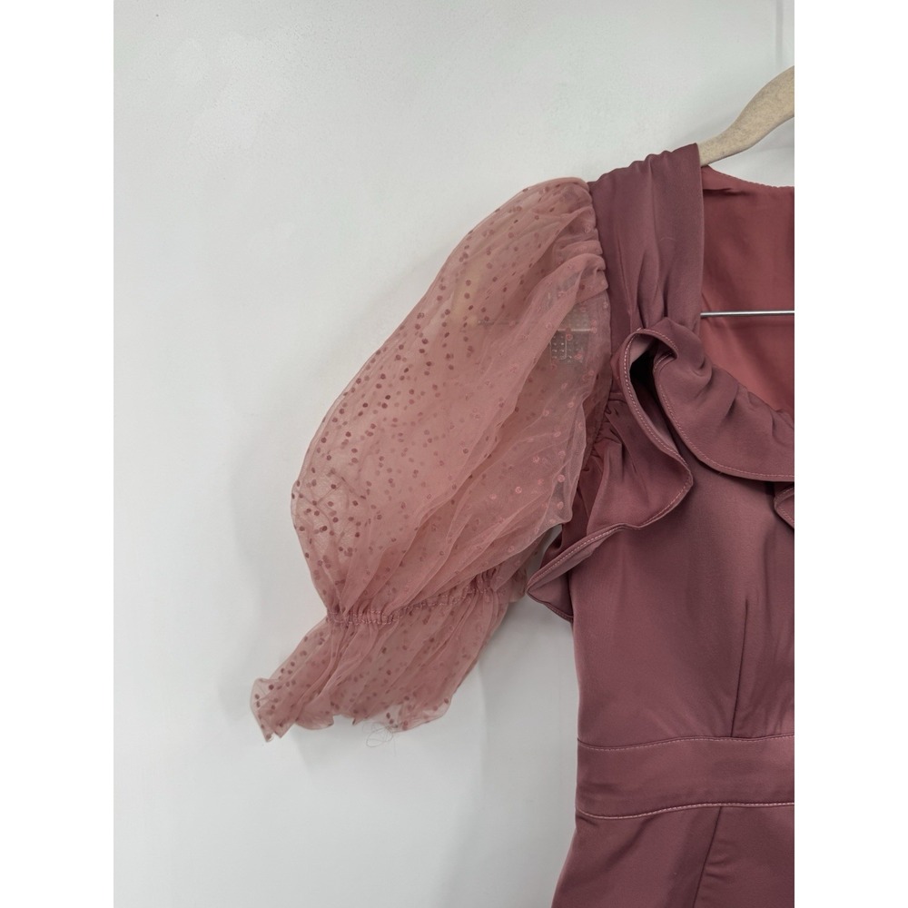 Bellita Coquette Whimsy Ballerina Mini Dress Women S Brown Puff Shoulder Fairy - Picture 8 of 8